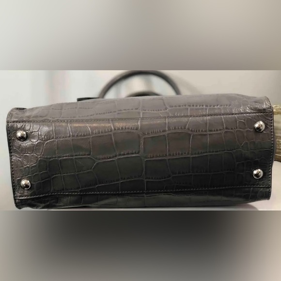 MICHAEL KORS "Hamilton" Grey Crocs Prints Leather Large Shoulder Bag - Picture 2 of 3